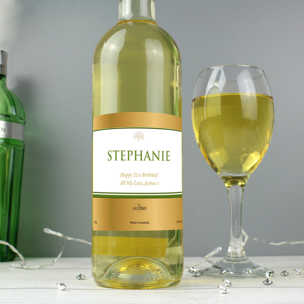 Personalised Gold Label White Wine - Buy Alcohol at GiftMasters.co.uk