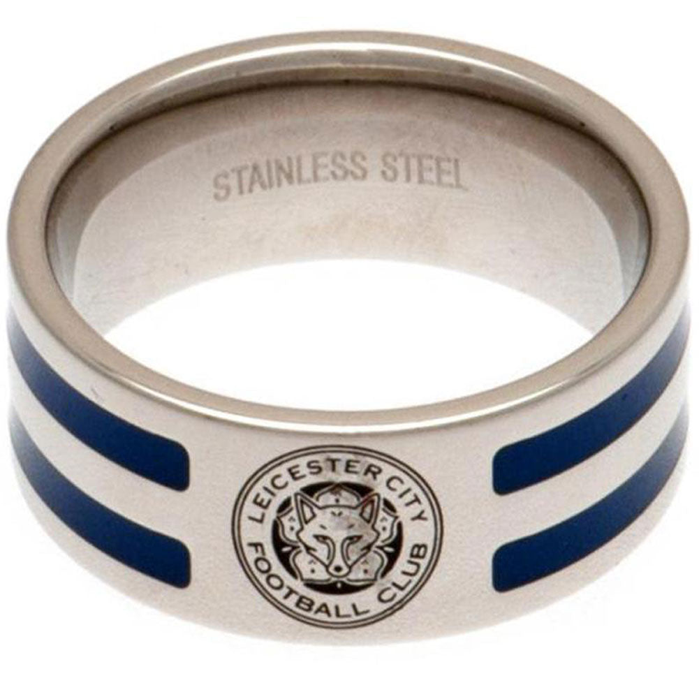 Leicester City FC Colour Stripe Ring - Buy Stainless Steel at GiftMasters.co.uk