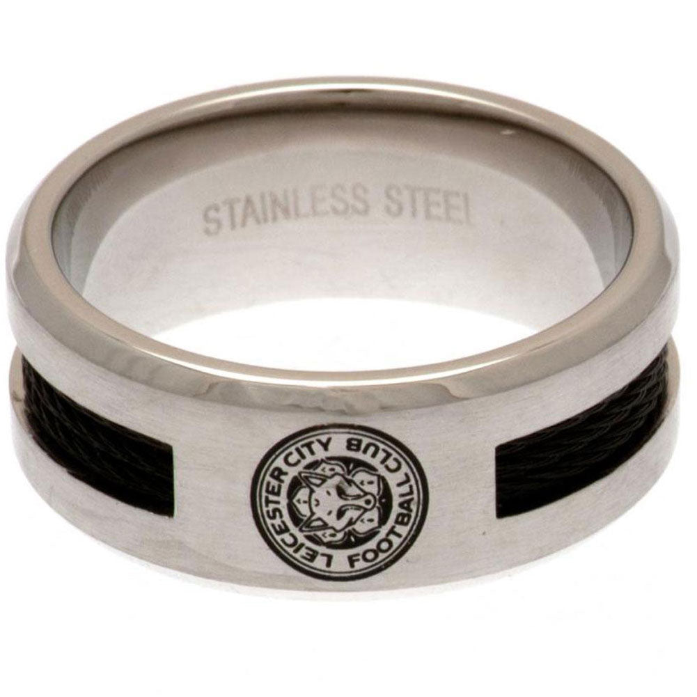Leicester City FC Black Inlay Ring - Buy Stainless Steel at GiftMasters.co.uk