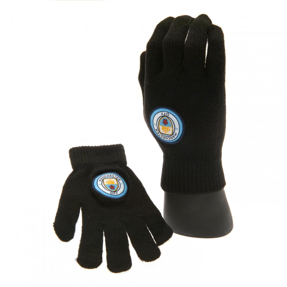 Manchester City FC Knitted Gloves Junior - Buy Gloves & Scarves at GiftMasters.co.uk