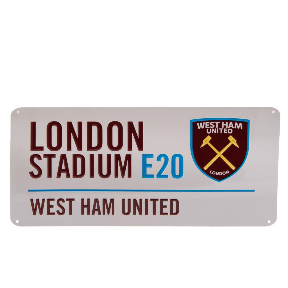 West Ham United FC White Street Sign - Buy Metal Signs at GiftMasters.co.uk