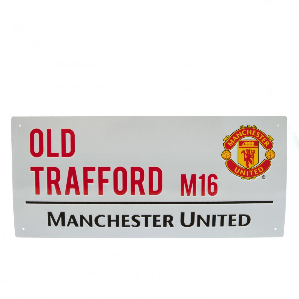 Manchester United FC White Street Sign - Buy Metal Signs at GiftMasters.co.uk