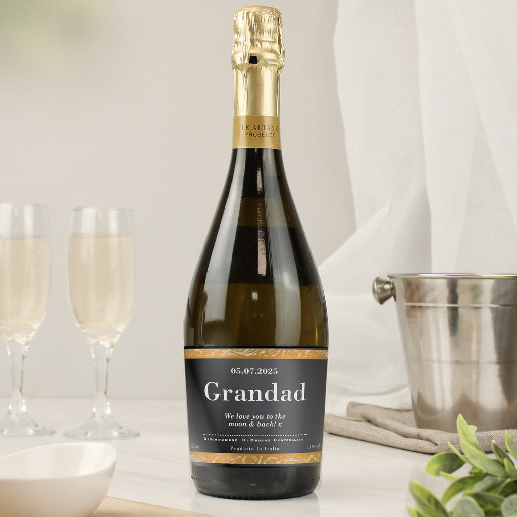 Personalised Classic Black Label Prosecco - Buy Alcohol at GiftMasters.co.uk