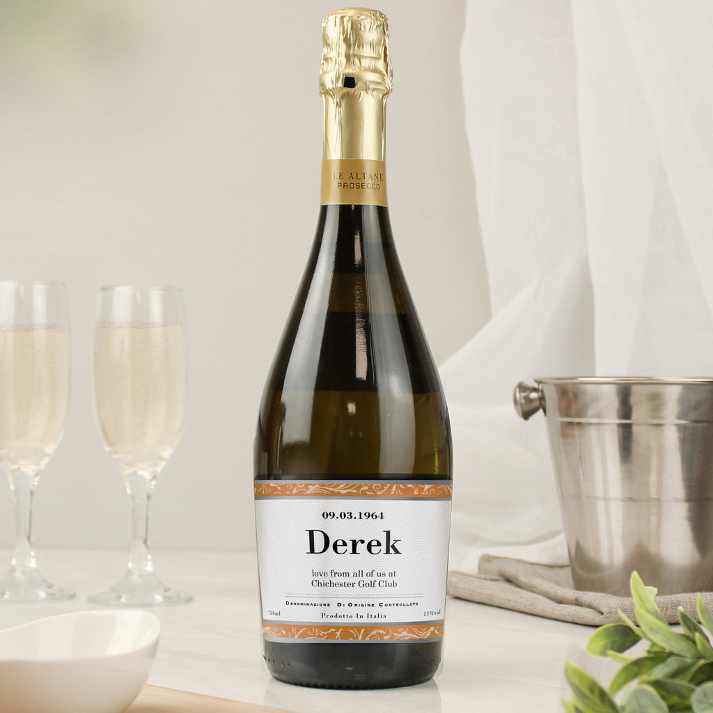 Personalised Contemporary Label Prosecco - Buy Alcohol at GiftMasters.co.uk