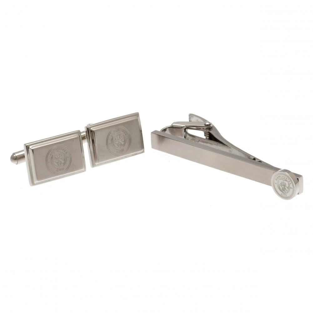 Manchester City FC Tie Slide & Cufflink Set - Buy Ties & Pins at GiftMasters.co.uk