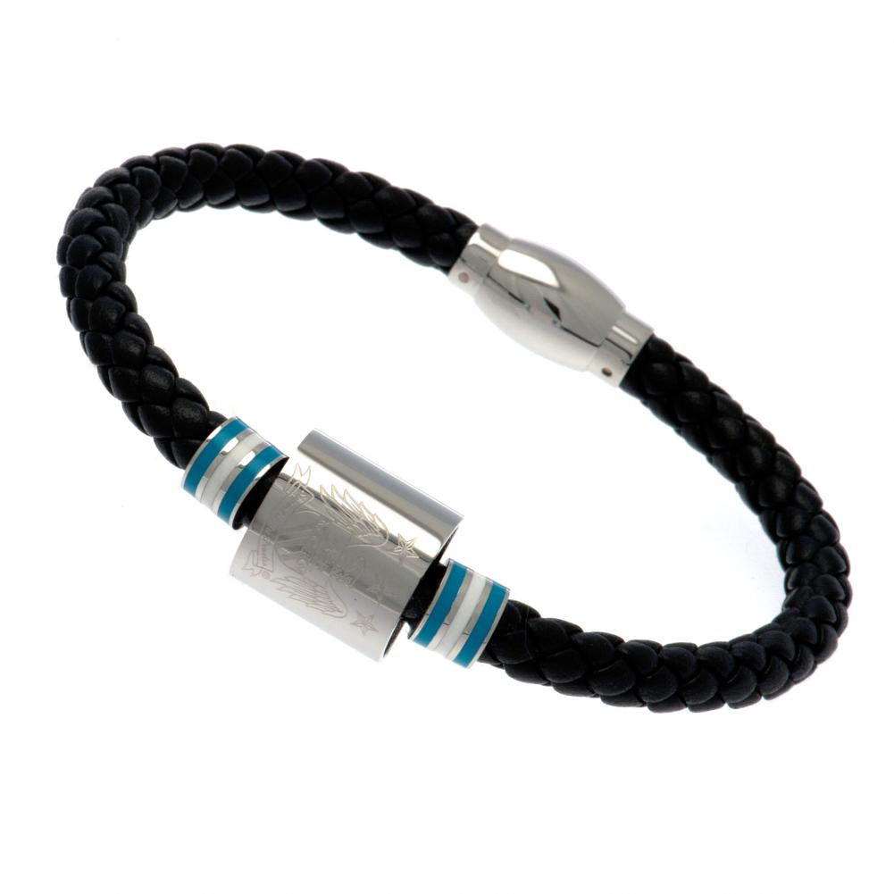 Manchester City FC Colour Ring Leather Bracelet - Buy Leather at GiftMasters.co.uk