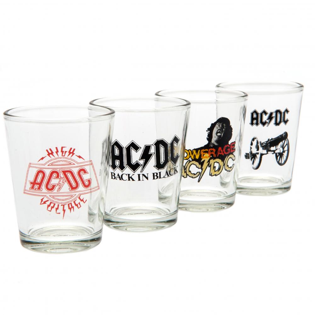 AC/DC 4pk Shot Glass Set - Buy Shot Glasses at GiftMasters.co.uk