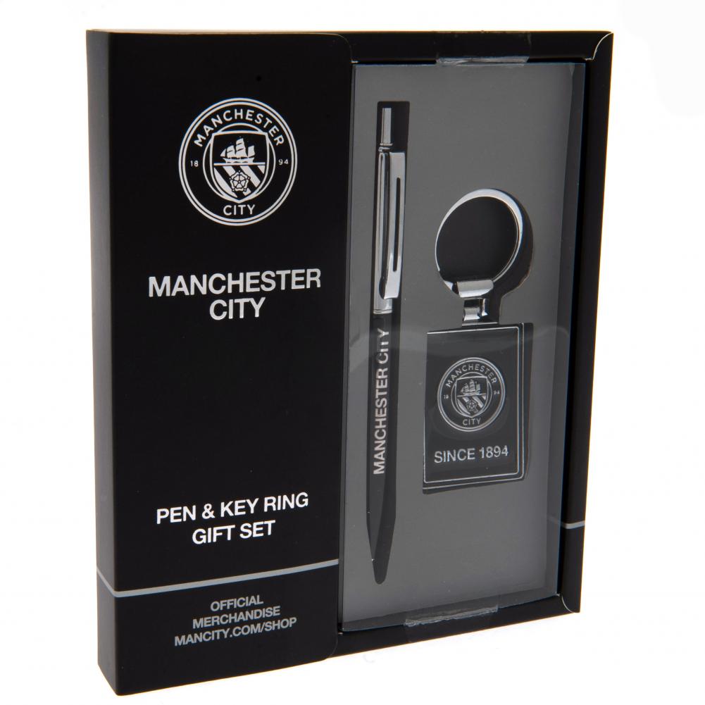 Manchester City FC Pen & Keyring Set - Buy Keyrings & Pens at GiftMasters.co.uk
