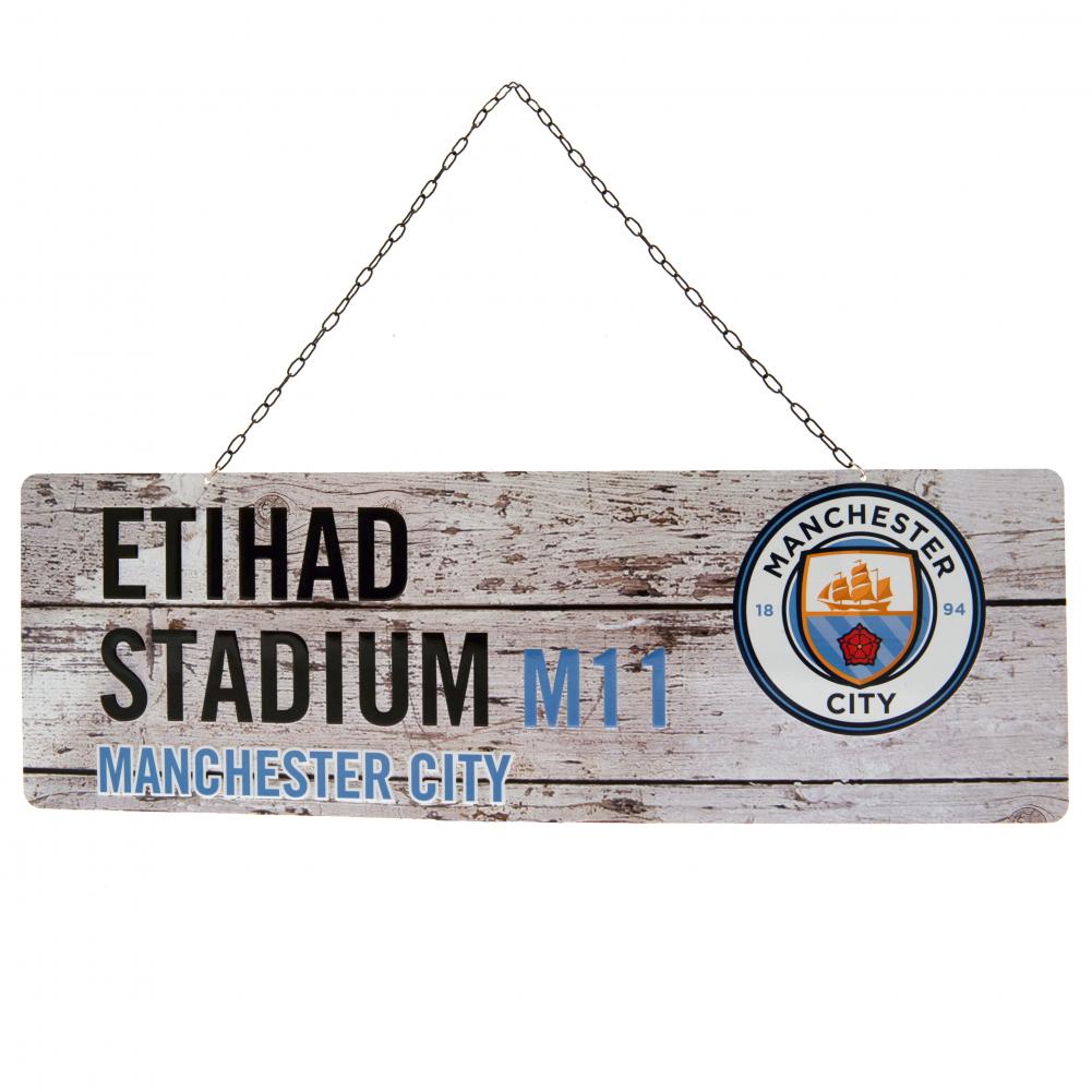 Manchester City FC Rustic Garden Sign - Buy Metal Signs at GiftMasters.co.uk