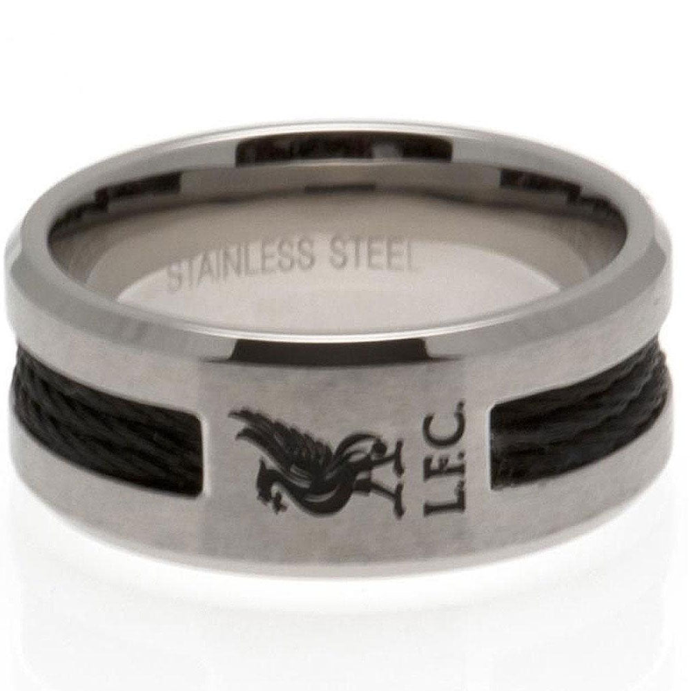 Liverpool FC Black Inlay Ring - Buy Stainless Steel at GiftMasters.co.uk