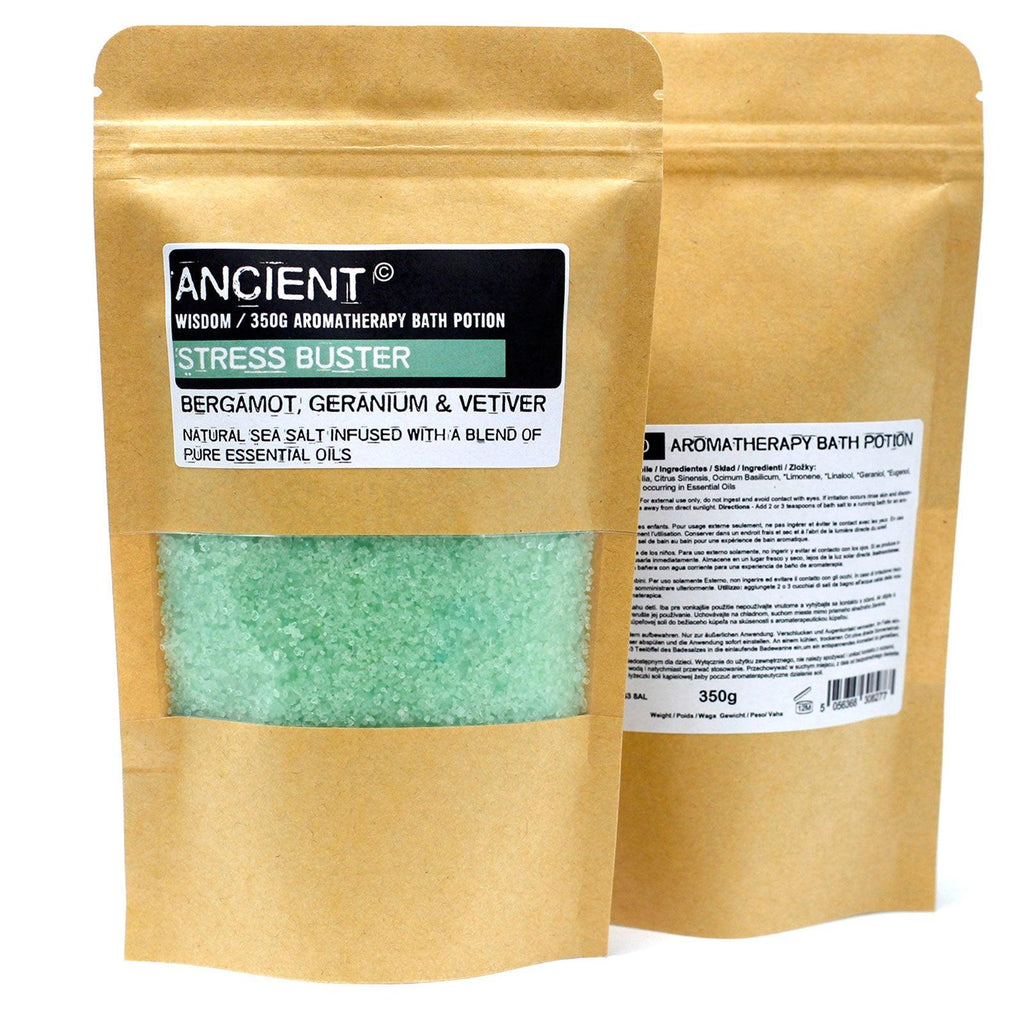 Aromatherapy Bath Potion in Kraft Bag 350g - Stress Buster - Buy 0.35 at GiftMasters.co.uk