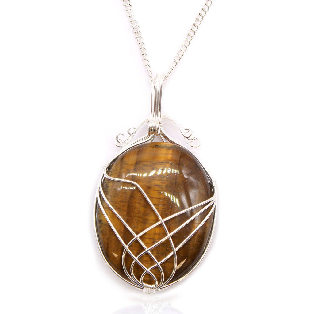 Swirl Wrapped Gemstone Necklace - Tiger Eye - Buy 0.03 at GiftMasters.co.uk