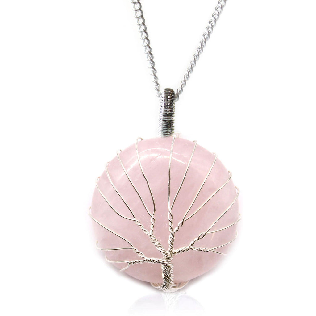 Tree of Life Gemstone Necklace - Rose Quartz - Buy 0.025 at GiftMasters.co.uk