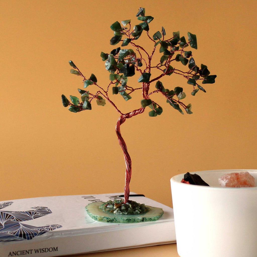 Lrg Gemstone Tree - Green Aventurine on Green Agate Base (100 stones) - Buy 0.1 at GiftMasters.co.uk
