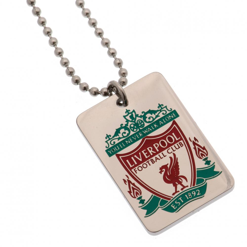 Liverpool FC Enamel Crest Dog Tag & Chain - Buy Stainless Steel at GiftMasters.co.uk