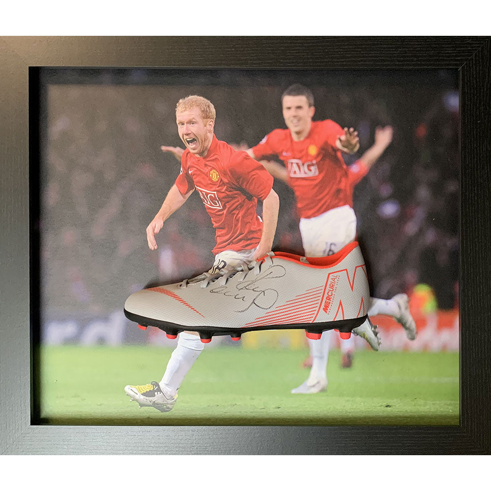 Manchester United FC Scholes Signed Boot (Framed) - Buy Gloves & Boots at GiftMasters.co.uk
