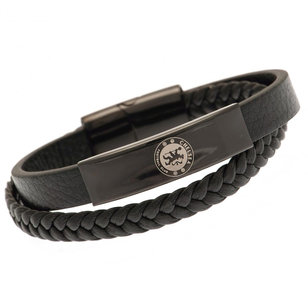Chelsea FC Black IP Leather Bracelet - Buy Leather at GiftMasters.co.uk