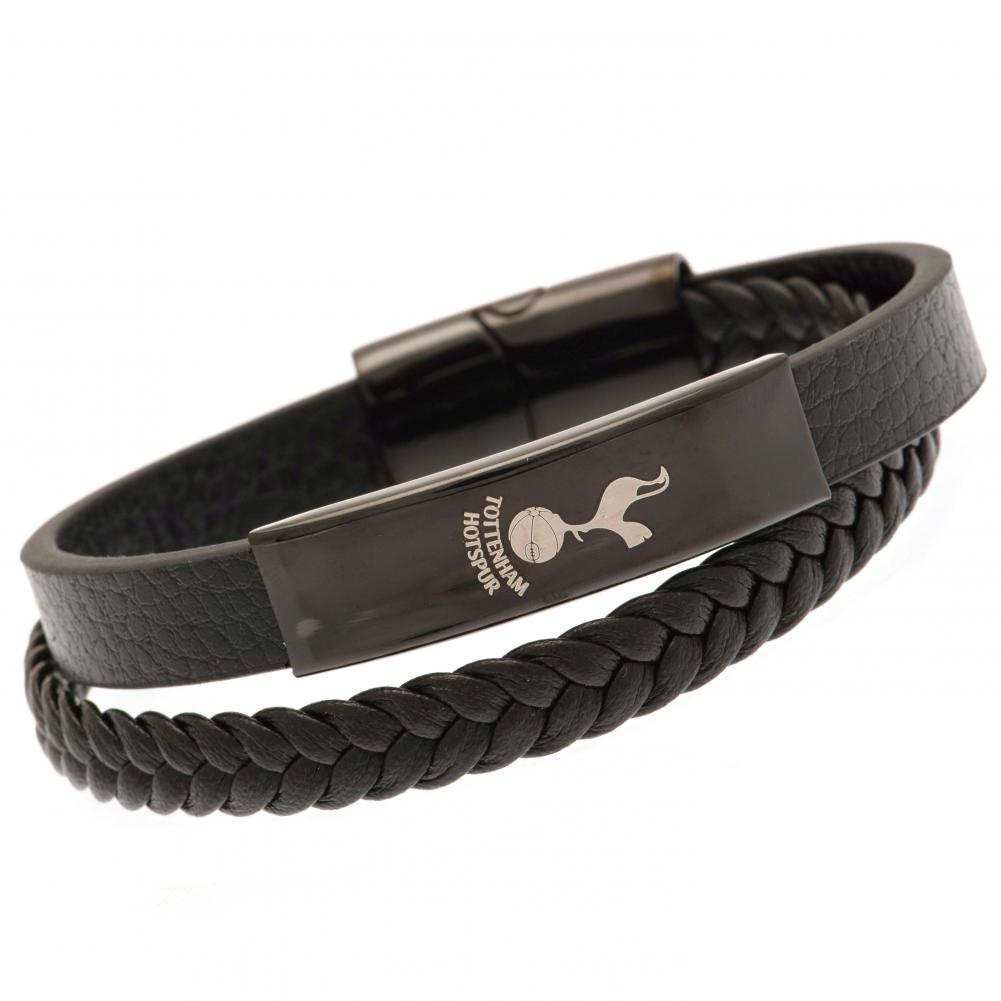 Tottenham Hotspur FC Black IP Leather Bracelet - Buy Leather at GiftMasters.co.uk