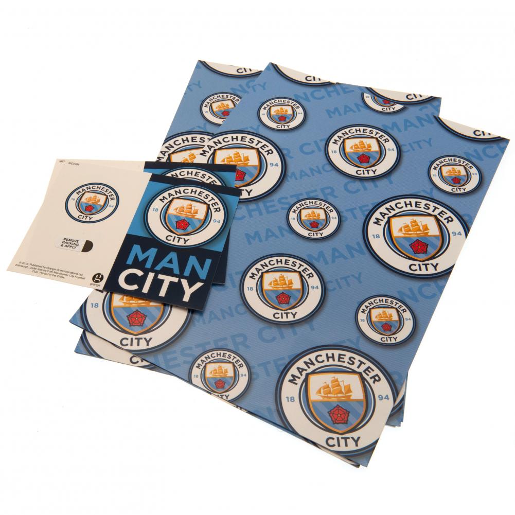 Manchester City FC Crest Gift Wrap - Buy Cards & Gift Wrap at GiftMasters.co.uk