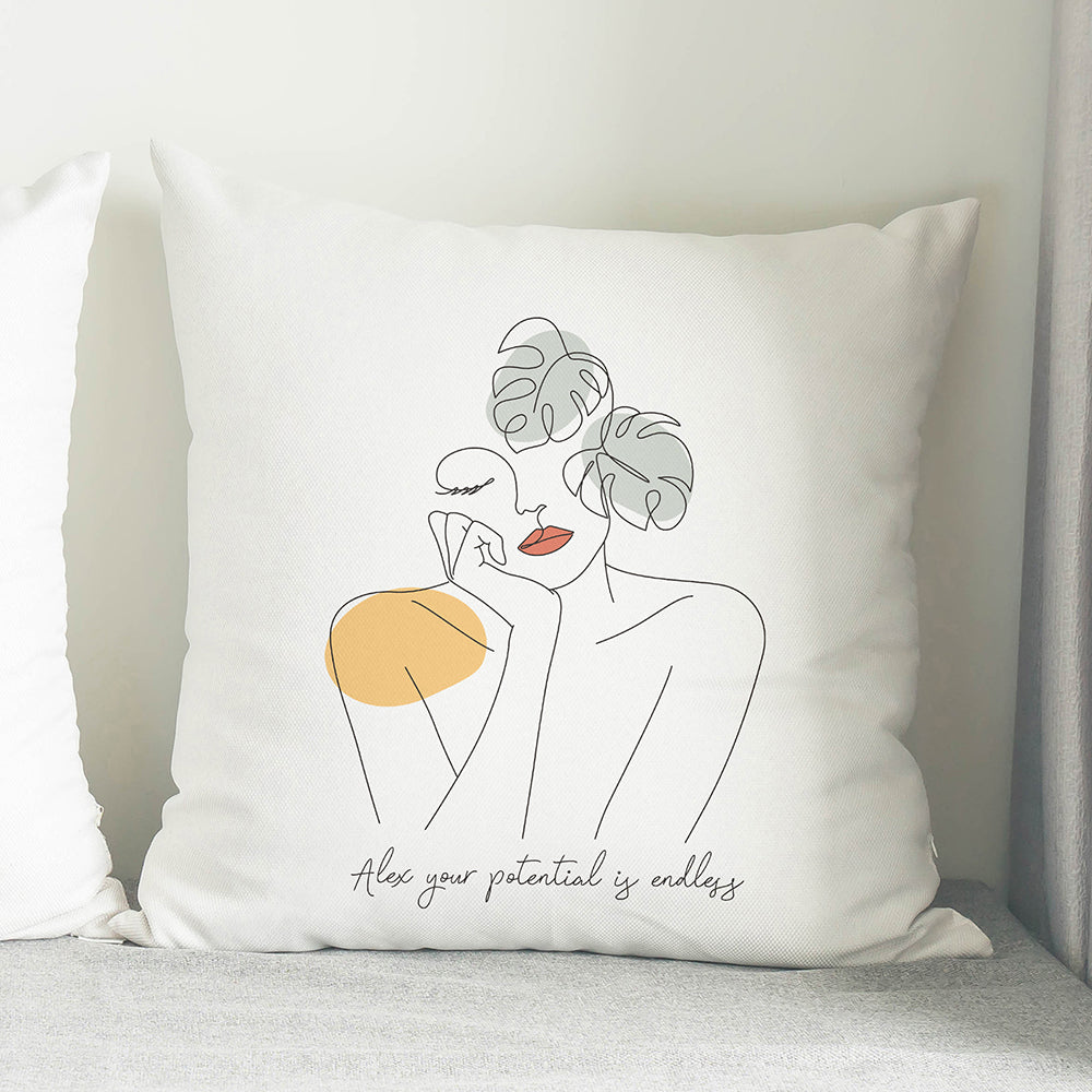 Personalised Fleur Line Art Cushion - Buy Textiles at GiftMasters.co.uk