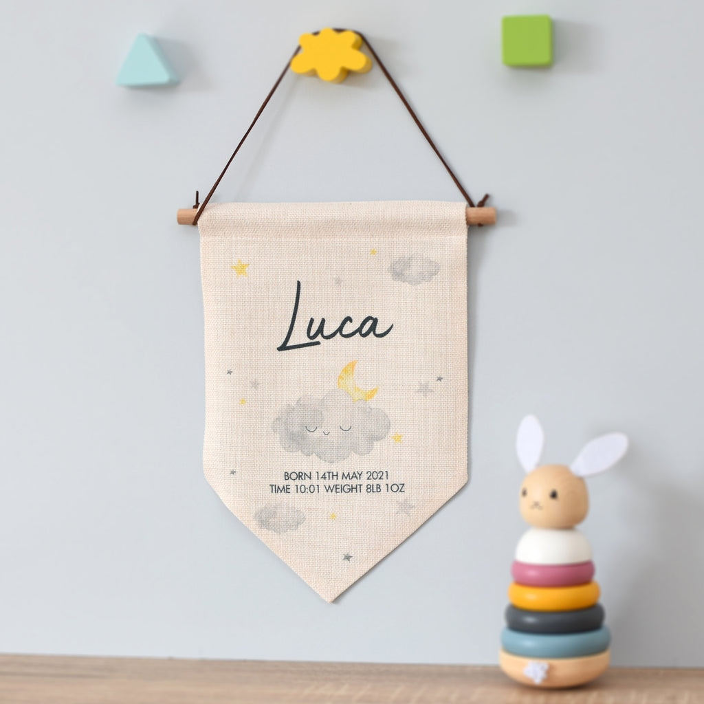 Personalised Cloud Free Text Hanging Banner - Buy Hanging Decorations & Signs at GiftMasters.co.uk