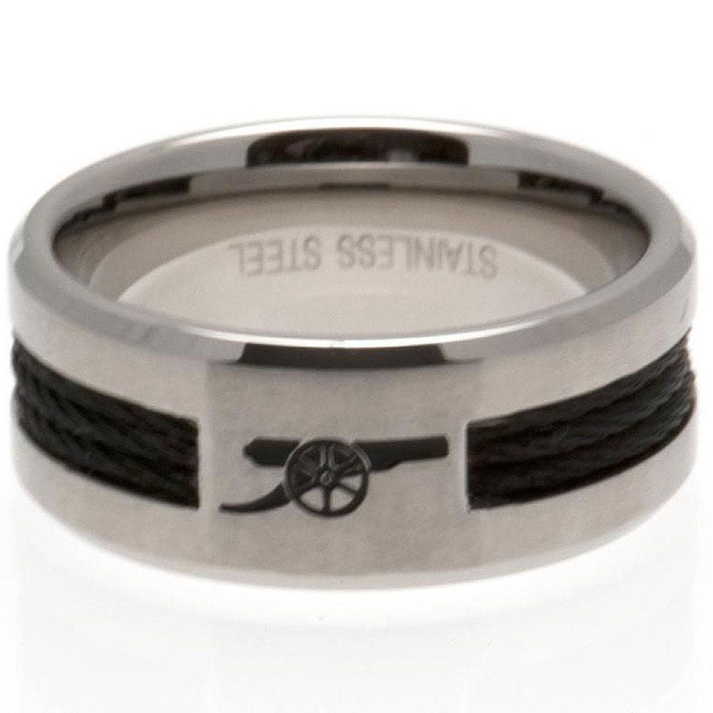 Arsenal FC Black Inlay Ring Small - Buy Stainless Steel at GiftMasters.co.uk