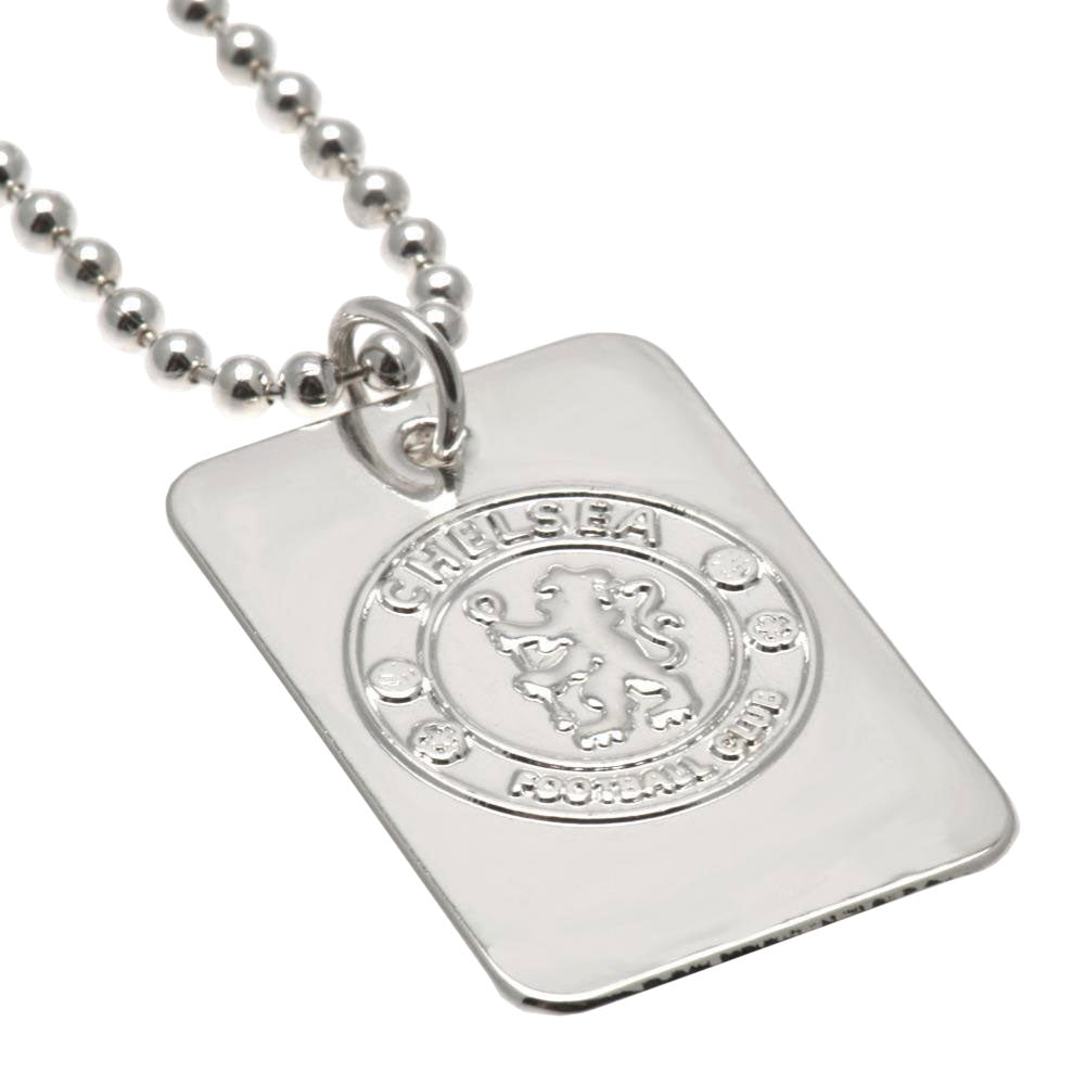 Chelsea FC Silver Plated Dog Tag & Chain - Buy Silver Plated at GiftMasters.co.uk