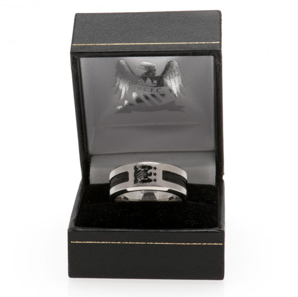 Manchester City FC Black Inlay Ring EC