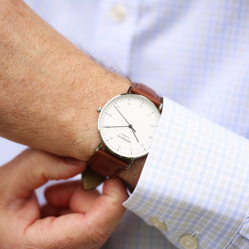 Contactless Payment Watch - Men's Architect Zephyr + Walnut Strap + Own Handwriting Engraving - Buy Zephyr at GiftMasters.co.uk