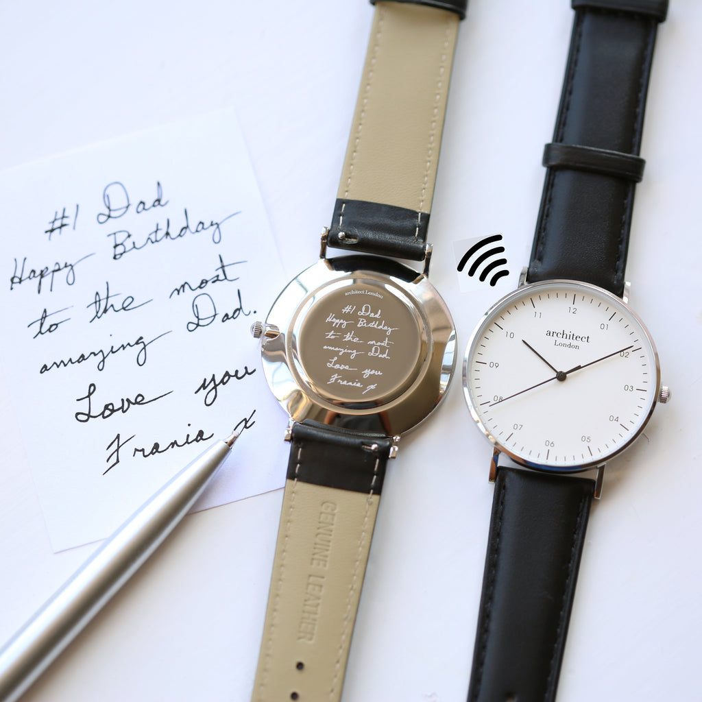 Contactless Payment Watch - Men's Architect Zephyr + Jet Black Strap + Own Handwriting Engraving - Buy Zephyr at GiftMasters.co.uk