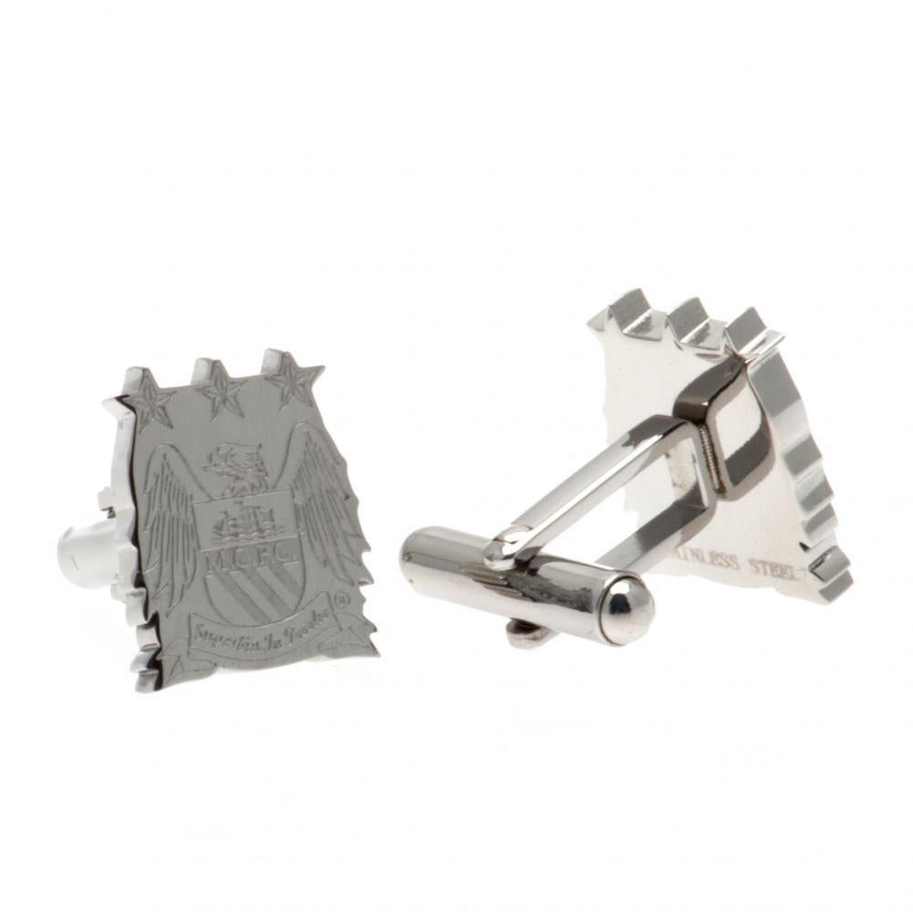 Manchester City FC Stainless Steel Formed Retro Cufflinks - Buy Cufflinks at GiftMasters.co.uk