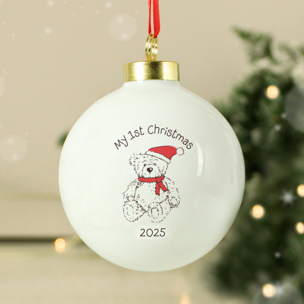Personalised My 1st Xmas Teddy Bear Bauble - Buy Christmas Decorations at GiftMasters.co.uk
