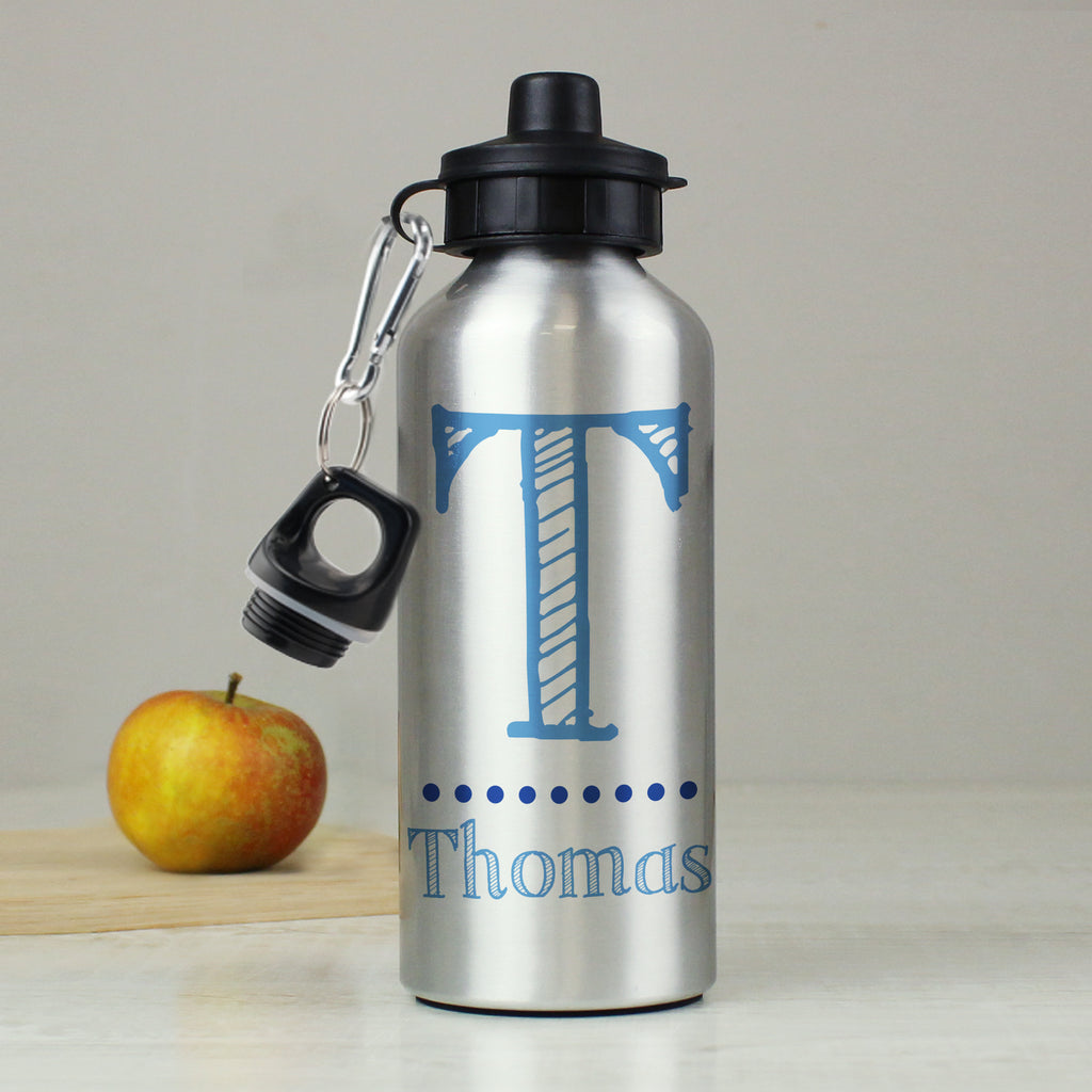 Personalised Blue Name Silver Drinks Bottle - Buy Drinks Bottles at GiftMasters.co.uk