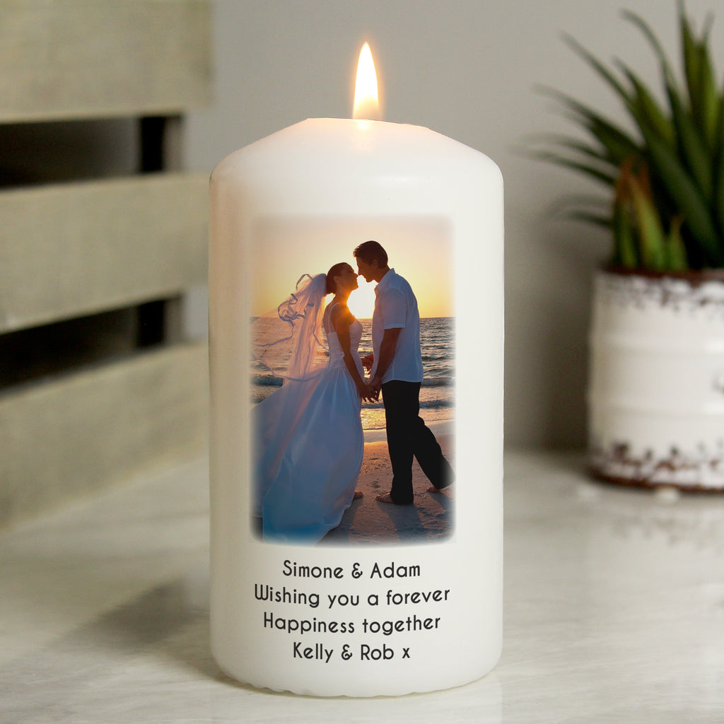 Personalised Photo Upload Pillar Candle - Buy Candles & Reed Diffusers at GiftMasters.co.uk