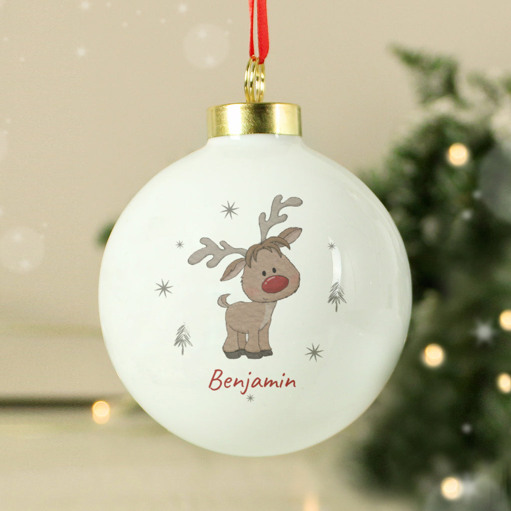 Personalised Little Reindeer Bauble - Buy Hanging Decorations & Signs at GiftMasters.co.uk