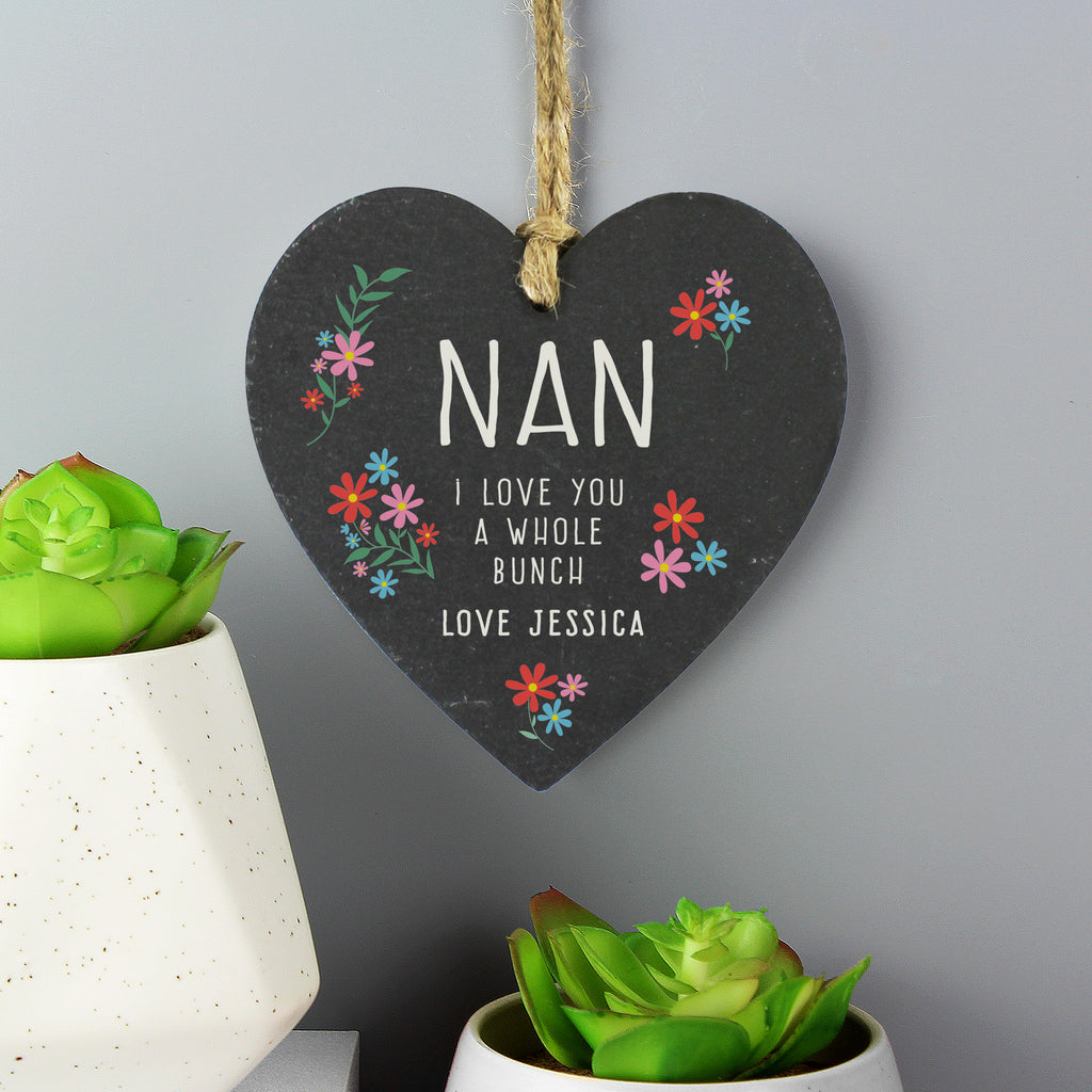 Personalised I Love You A Whole Bunch Hanging Slate Heart - Buy Hanging Decorations & Signs at GiftMasters.co.uk
