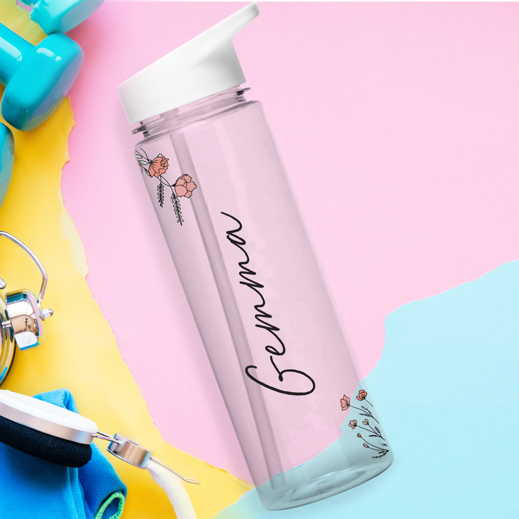 Personalised Floral Name Only Water Bottle - Buy Drinks Bottles at GiftMasters.co.uk
