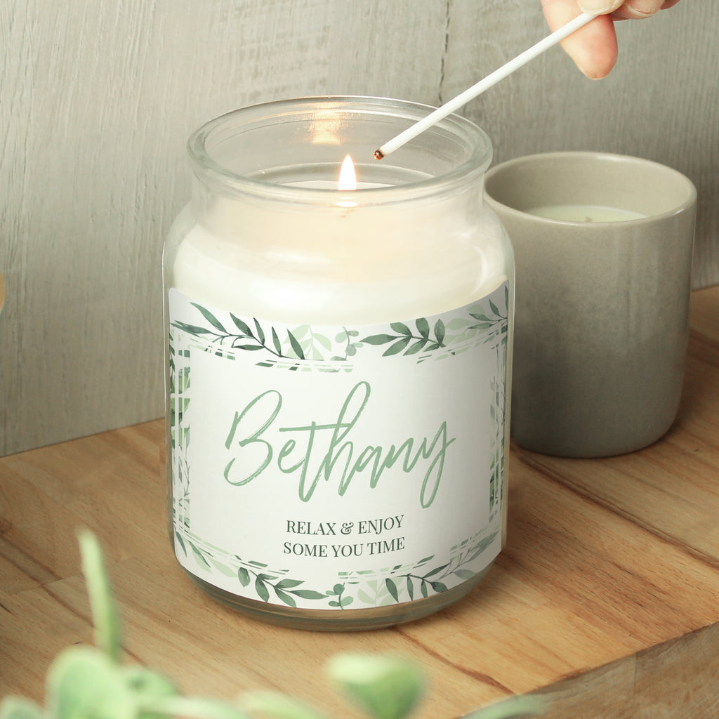 Personalised Botanical Large Scented Jar Candle - Buy Candles & Reed Diffusers at GiftMasters.co.uk