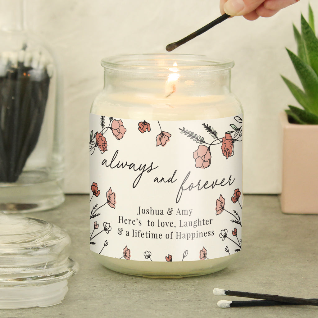 Personalised Always & Forever Large Scented Jar Candle - Buy Candles & Reed Diffusers at GiftMasters.co.uk