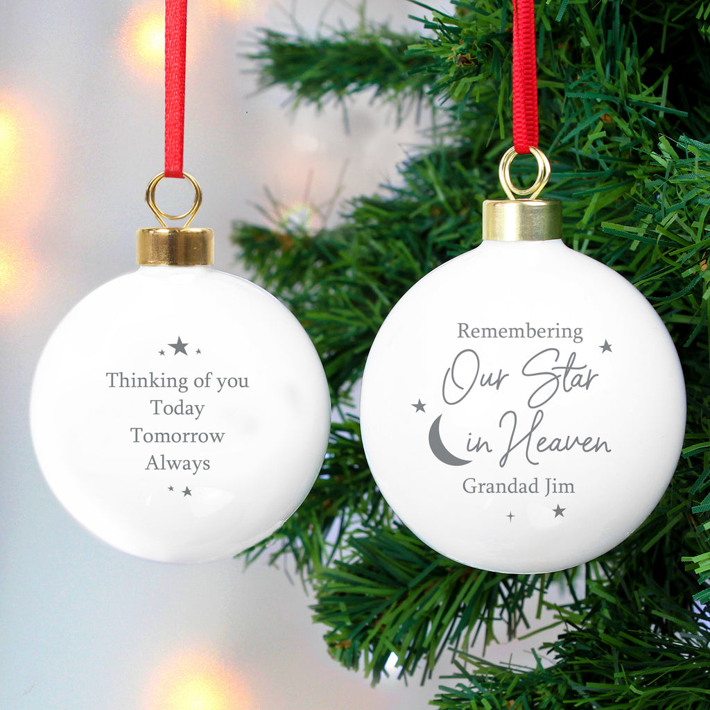 Personalised Our Star in Heaven Bauble - Buy Hanging Decorations & Signs at GiftMasters.co.uk
