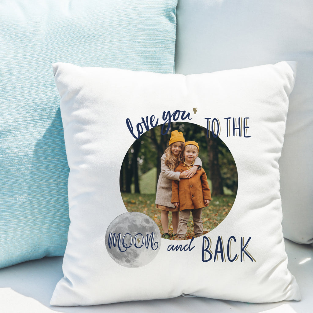 Personalised Moon & Back Photo Upload Cushion - Buy Textiles at GiftMasters.co.uk