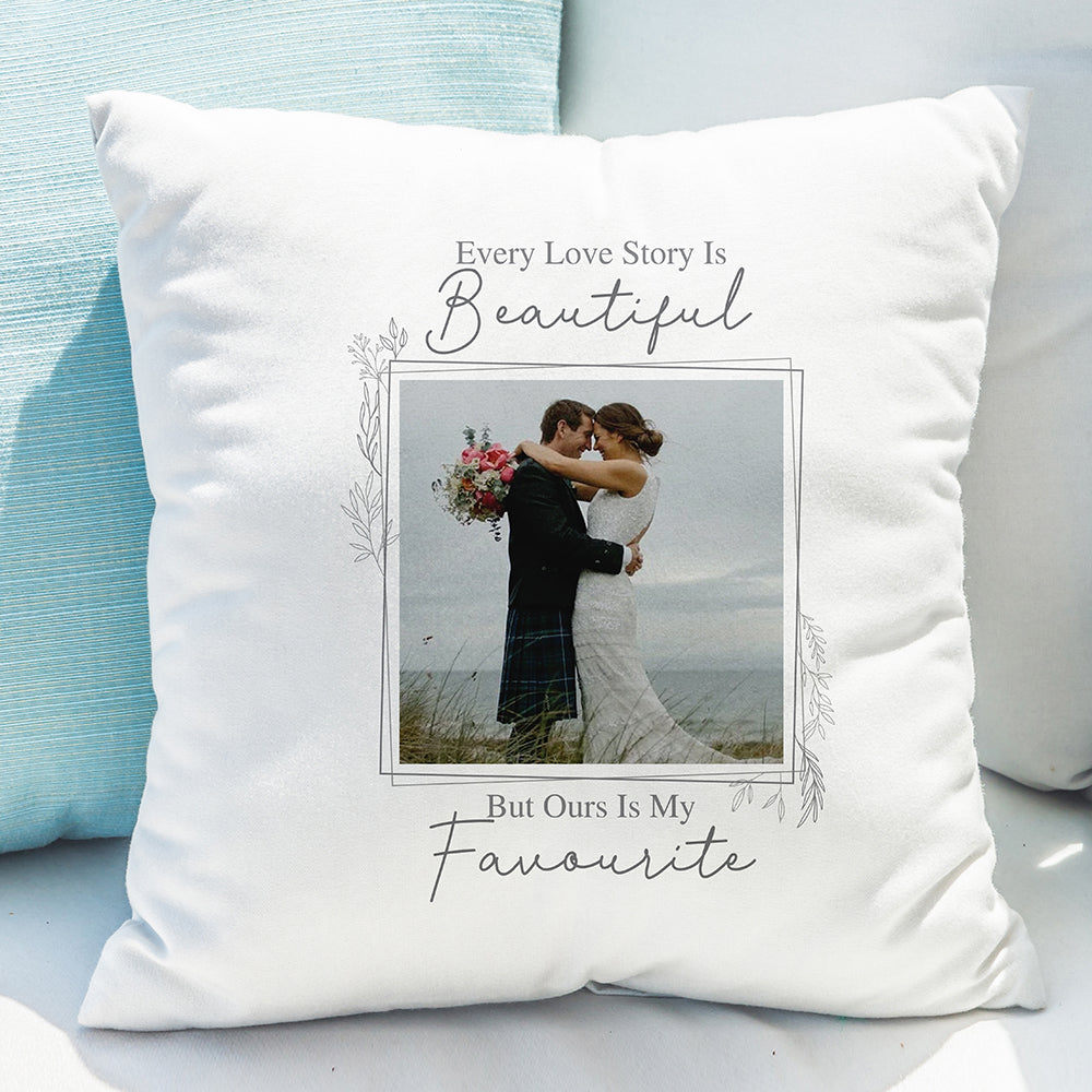 Personalised Love Story Photo Upload Cushion - Buy Photo Upload Products at GiftMasters.co.uk