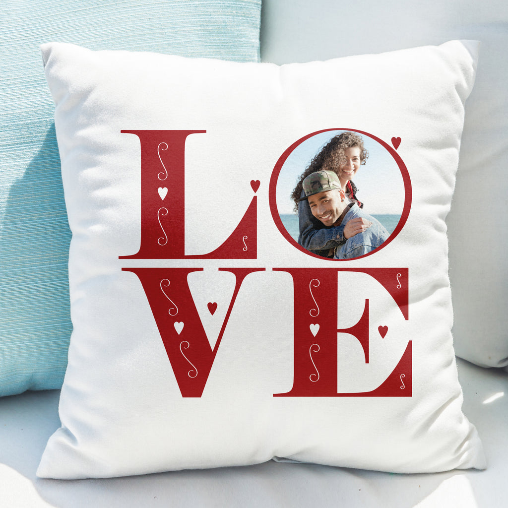 Personalised LOVE Photo Upload Cushion - Buy Photo Upload Products at GiftMasters.co.uk