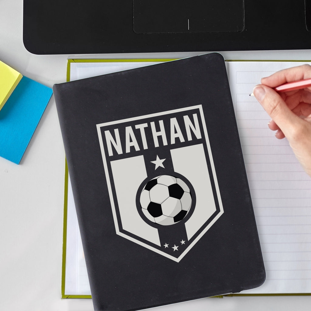 Personalised Football Badge Black Notebook - Buy Stationery & Pens at GiftMasters.co.uk