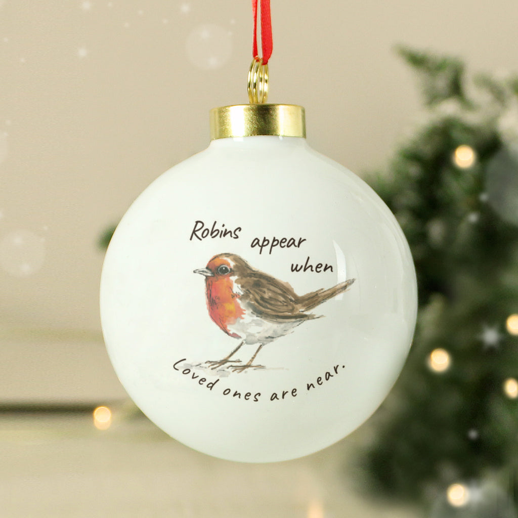 Personalised Robins Appear Bauble - Buy Christmas Decorations at GiftMasters.co.uk