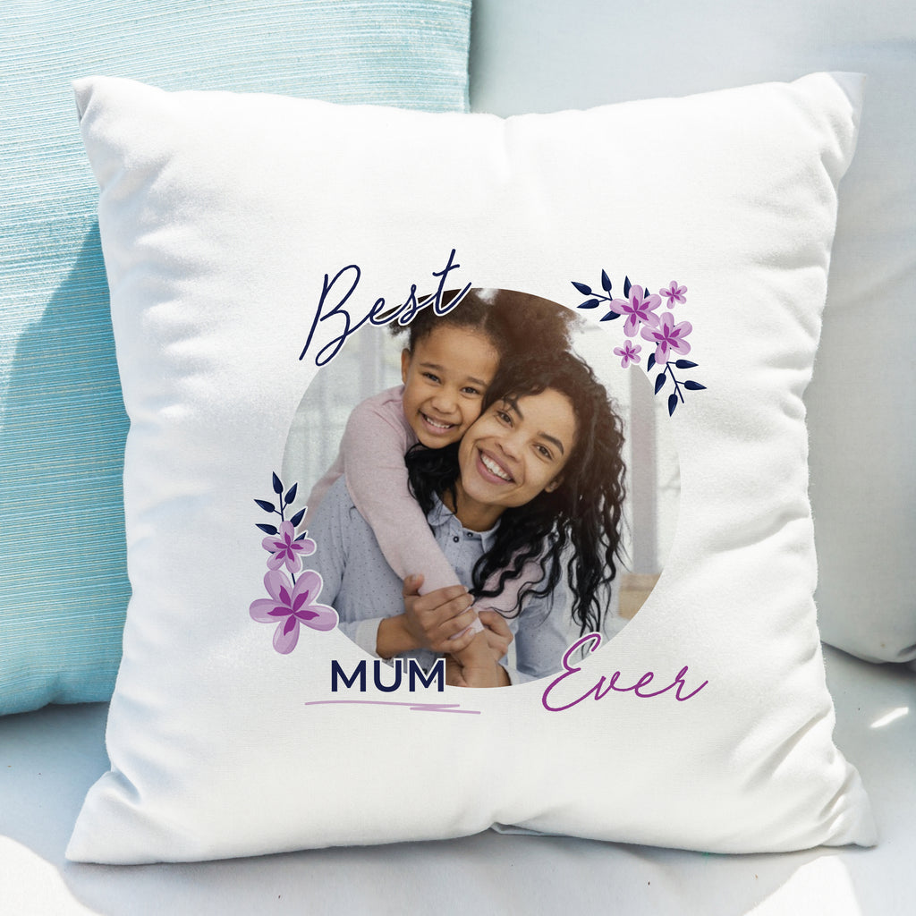 Personalised Floral Best Ever Photo Upload Cushion - Buy Photo Upload Products at GiftMasters.co.uk