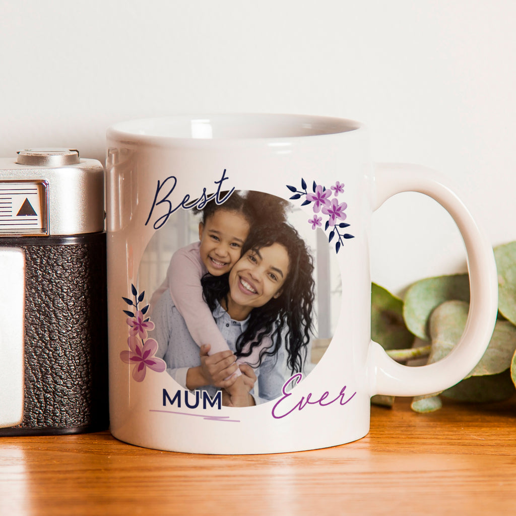 Personalised Floral Best Ever Photo Upload Mug - Buy Photo Upload Products at GiftMasters.co.uk