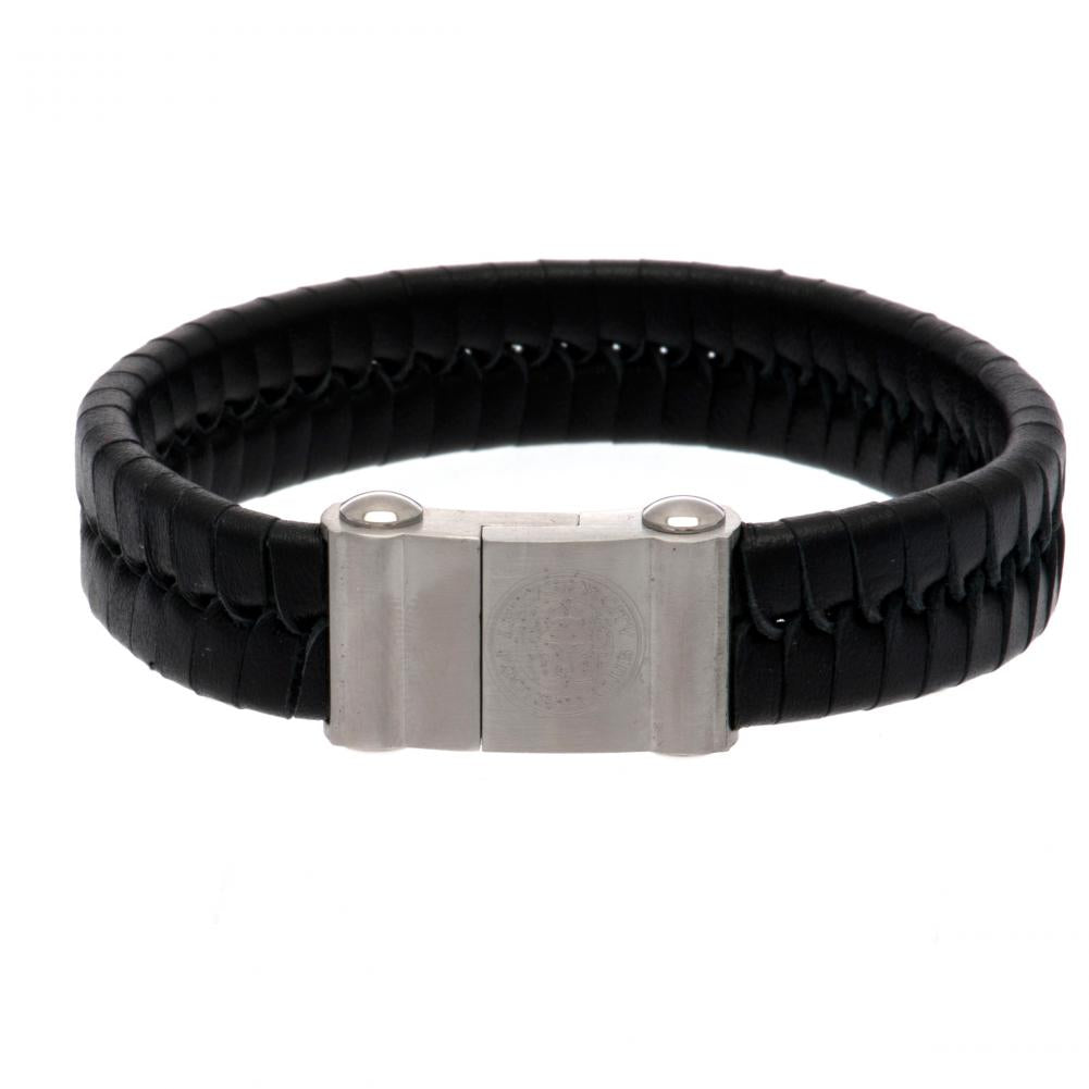 Leicester City FC Single Plait Leather Bracelet - Buy Leather at GiftMasters.co.uk