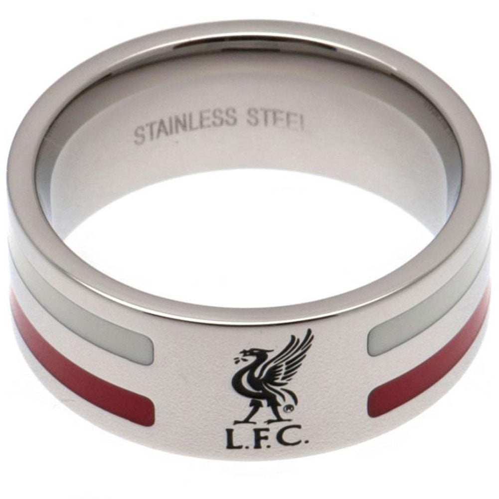 Liverpool FC Colour Stripe Ring - Buy Stainless Steel at GiftMasters.co.uk