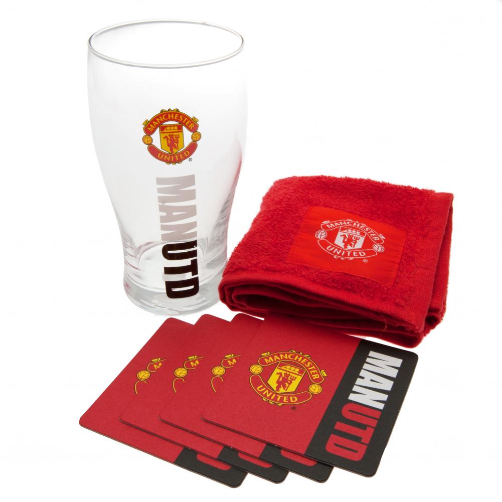 Manchester United FC Wordmark Mini Bar Set - Buy Bar Sets at GiftMasters.co.uk